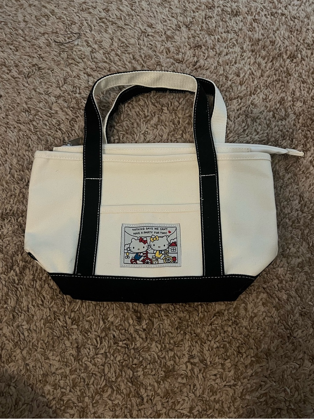 Hello Kitty Cream and Black Canvas Tote Bag